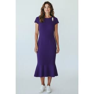 B8 Auth AKRIS PUNTO Purple Jersey Cutout Sheath Dress Size US 14